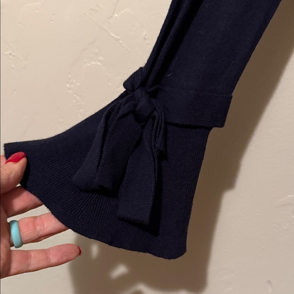 Banana Republic Dark Blue Sweater with Sleeve Cuff Ties Small - Picture 3 of 6